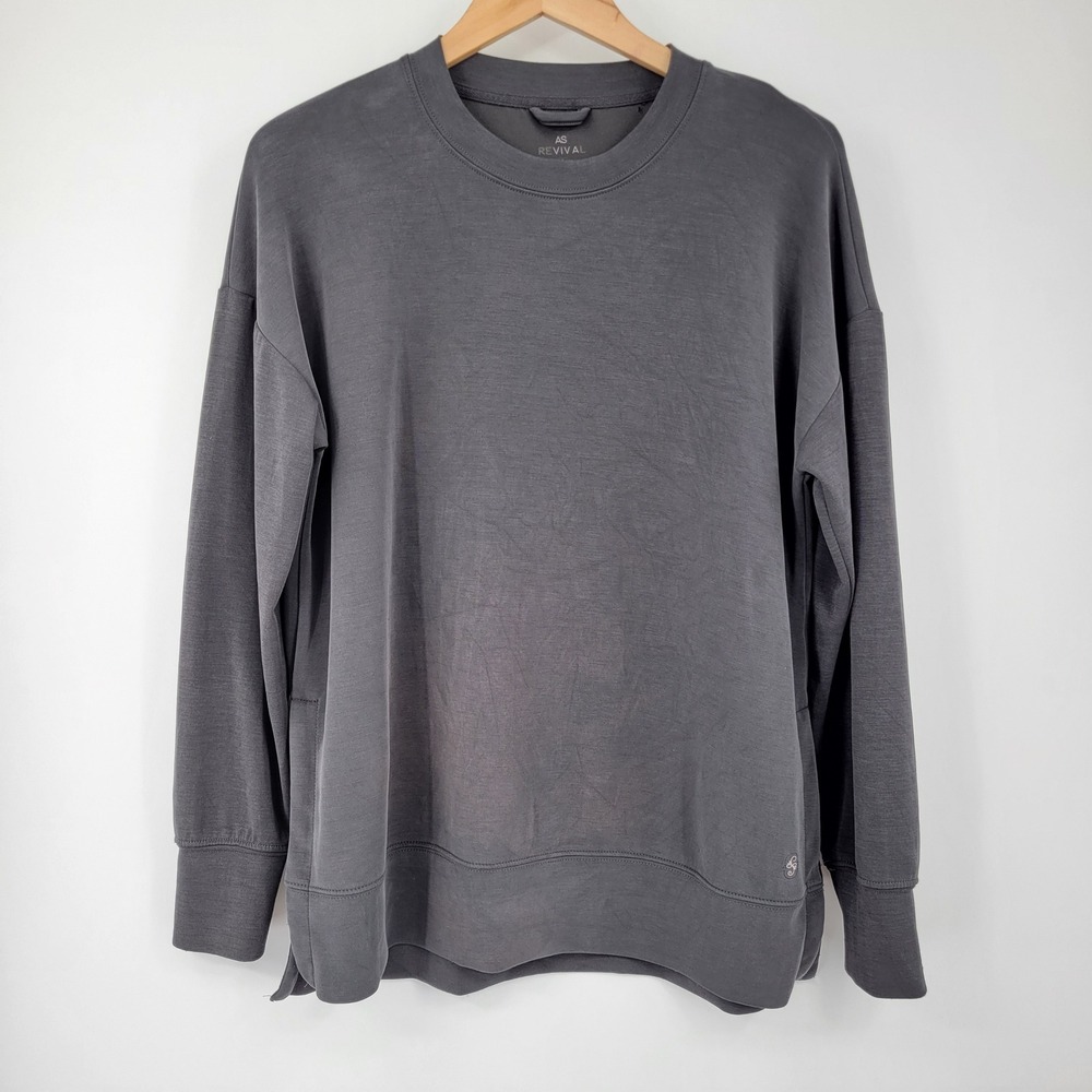 AS Revival Sweatshirt Women Small Gray Oversized Modal Activewear Athleisure